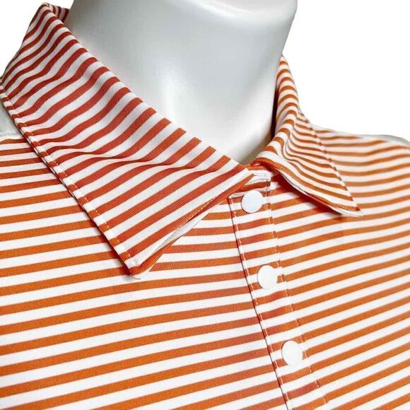 Lole blue, orange and white striped and color block performance polo size S - Picture 11 of 16